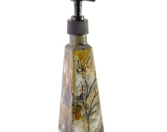 Hand Painted Soap Dispenser: Earthy Tone Bathroom Decor