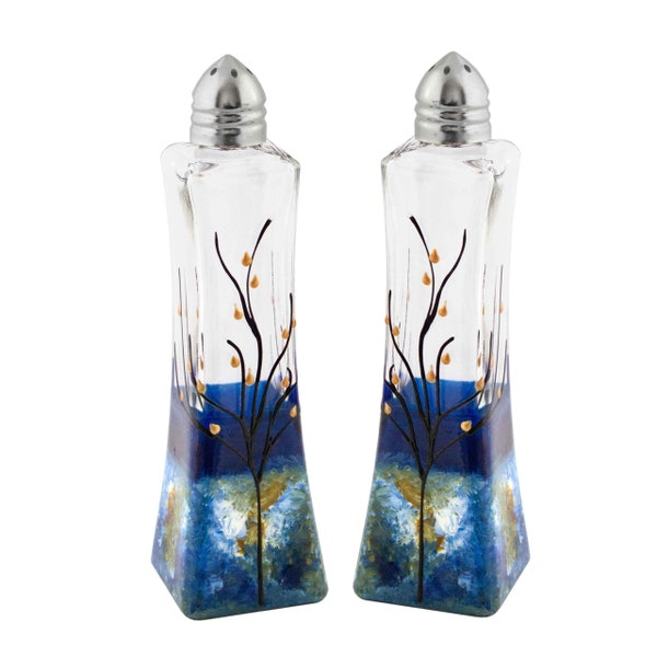 Sea Blue Colors Salt & Pepper Shakers, Hand Painted, Dishwasher safe, Kitchen Accessories and Unique Home Gift