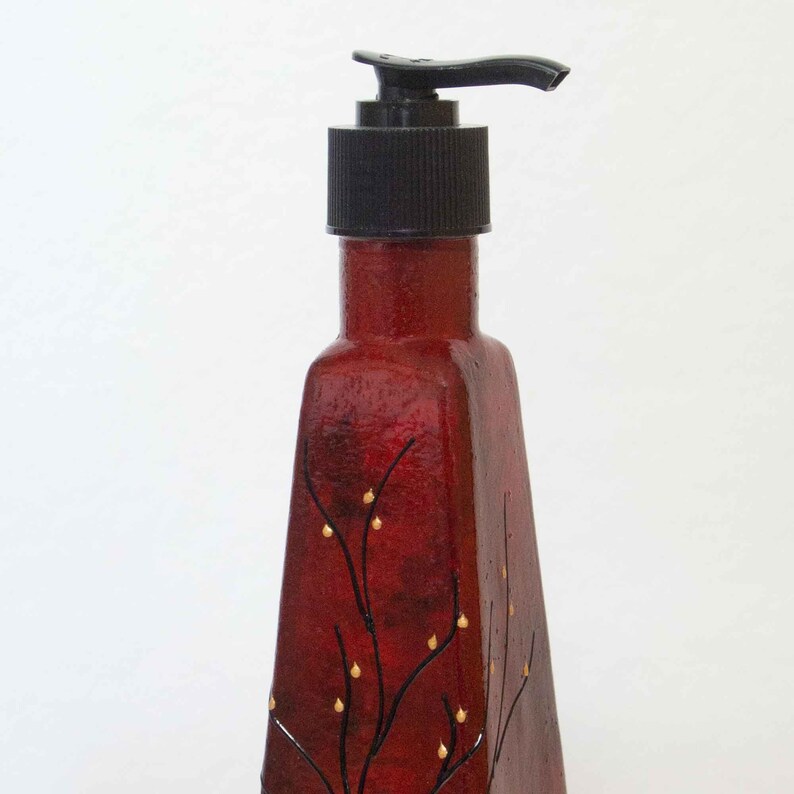 Modern Soap or Lotion Dispenser Hand Painted Red Velvet Etsy