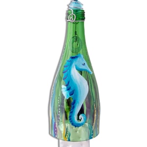 Recycled Glass Windchime Sea Horse for Outdoor Year Round Hand Painted Bottle Garden Gifts