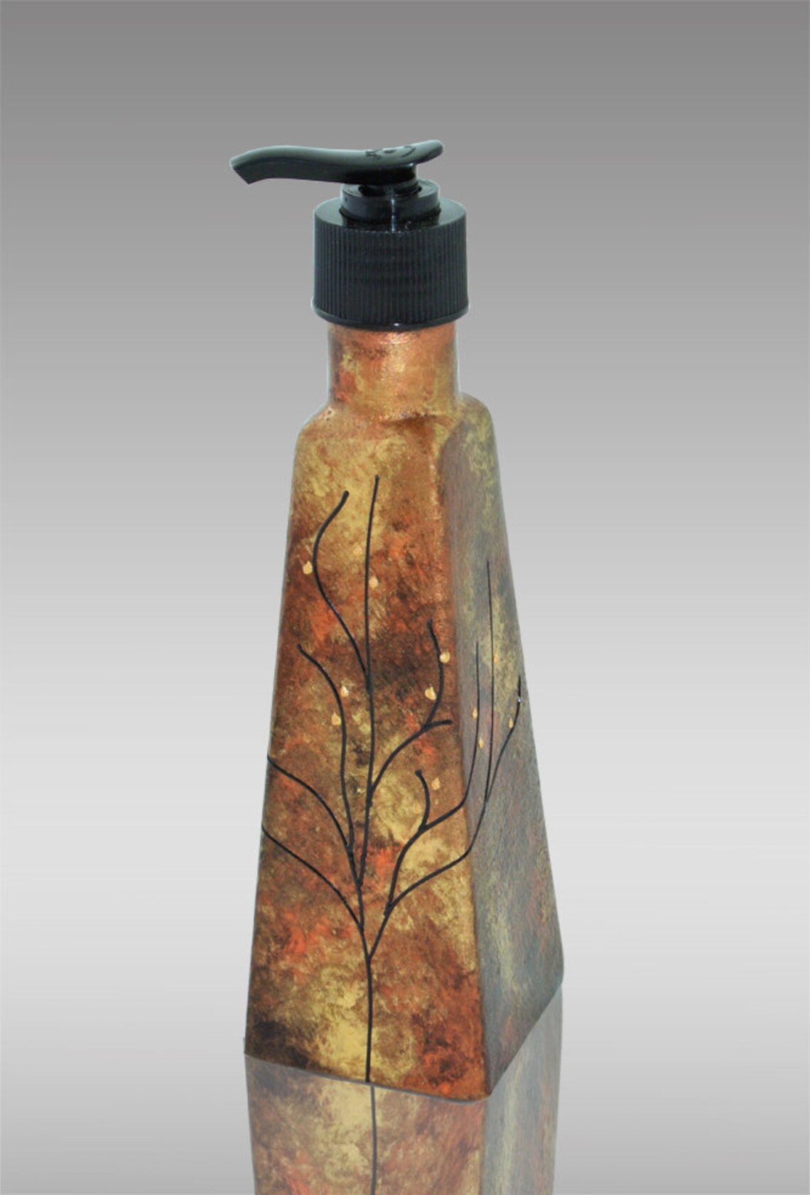 Hand Painted Soap Dispenser Gold Copper and Black Etsy