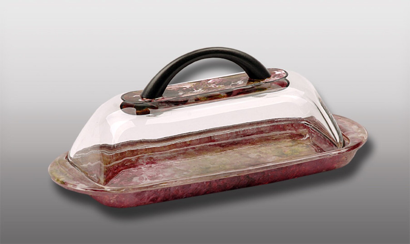 Pink Glass Butter Dish With Lid and Metal Handle Unique Etsy