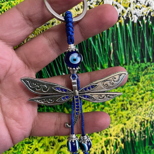 Dragonfly Evil Eye Keychain, Evil Eye Keychain, Dragonfly Keychain