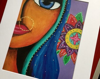 Gopi Village Girl, Indian Art, Art of India, Signed Art Print - by Tony Talwar