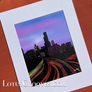 Chicago Painting, Chicago Skyline, Chicago Art, Chicago at Night, Signed Art Print - by Tony Talwar