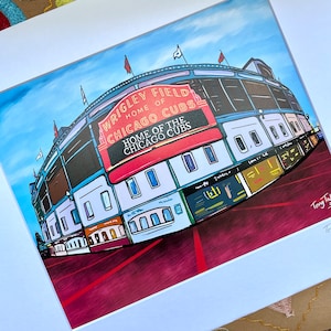 Chicago Wrigley Field, Wrigley Field Art, Chicago Cubs, Wrigley Field Painting, Signed Art Print - by Tony Talwar
