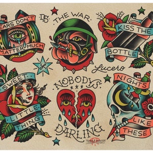 Lucero Tennessee Traditional Tattoo Flash Print - Etsy