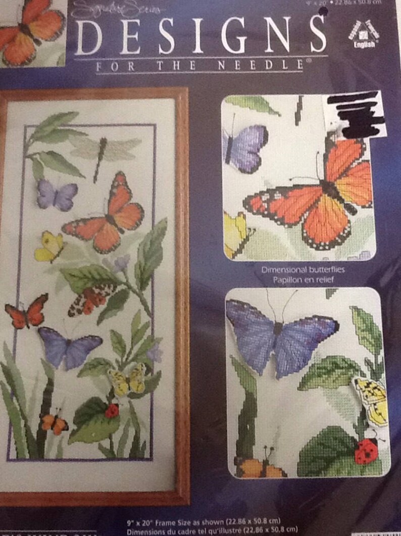 Vintage Signature Series Designs For The Needle Cross Stich Kit Butterflies Flowers Lady Bug
