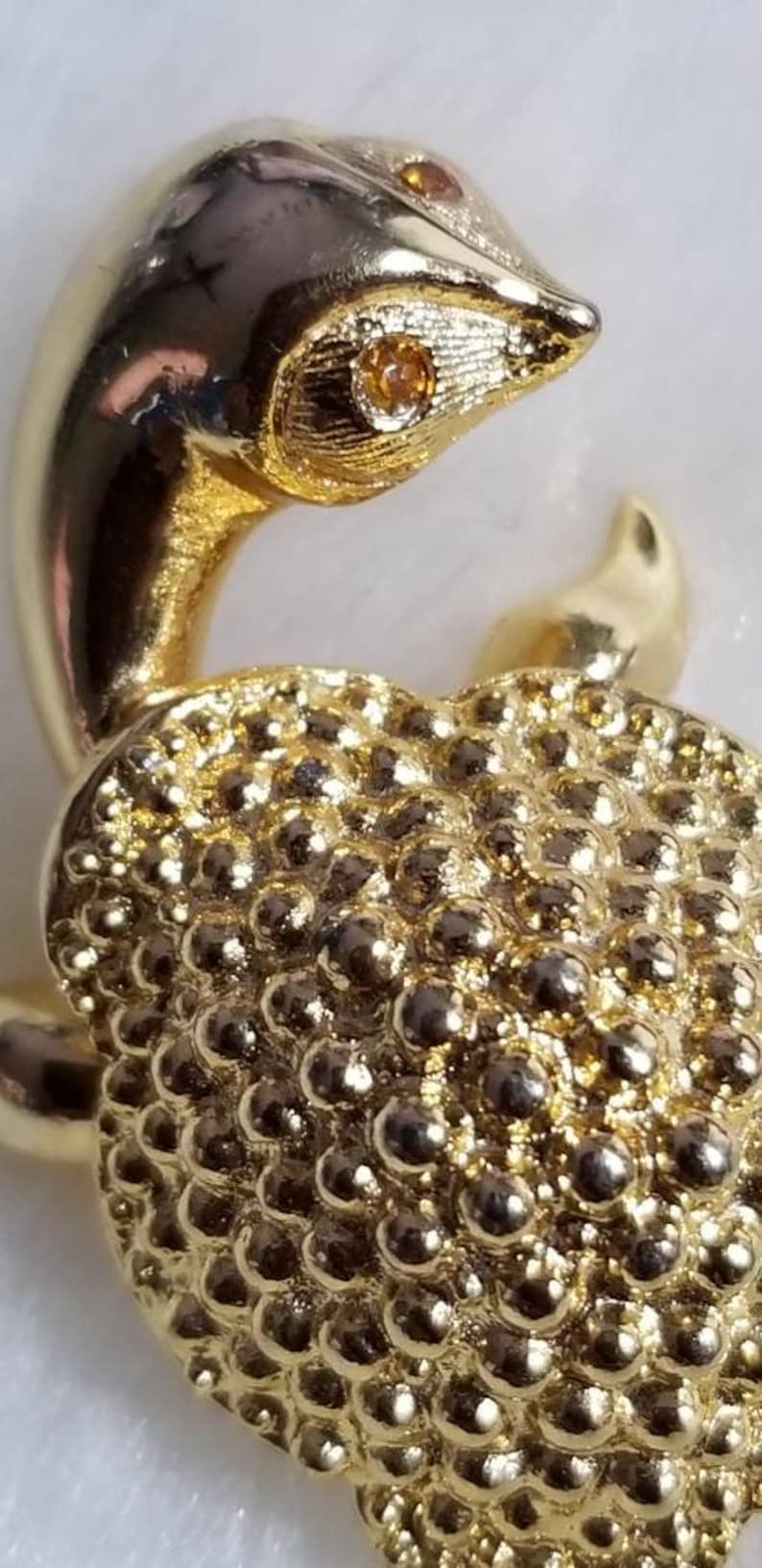 Vintage Lind-Gal Turtle Brooch Gold Tone Pin