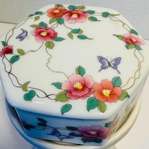 Takahashi Butterfly and Floral Covered Trinket Dish