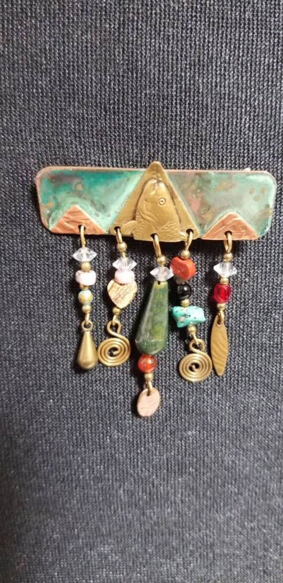 Artisan Mixed Metal Fish Mountains with stone and