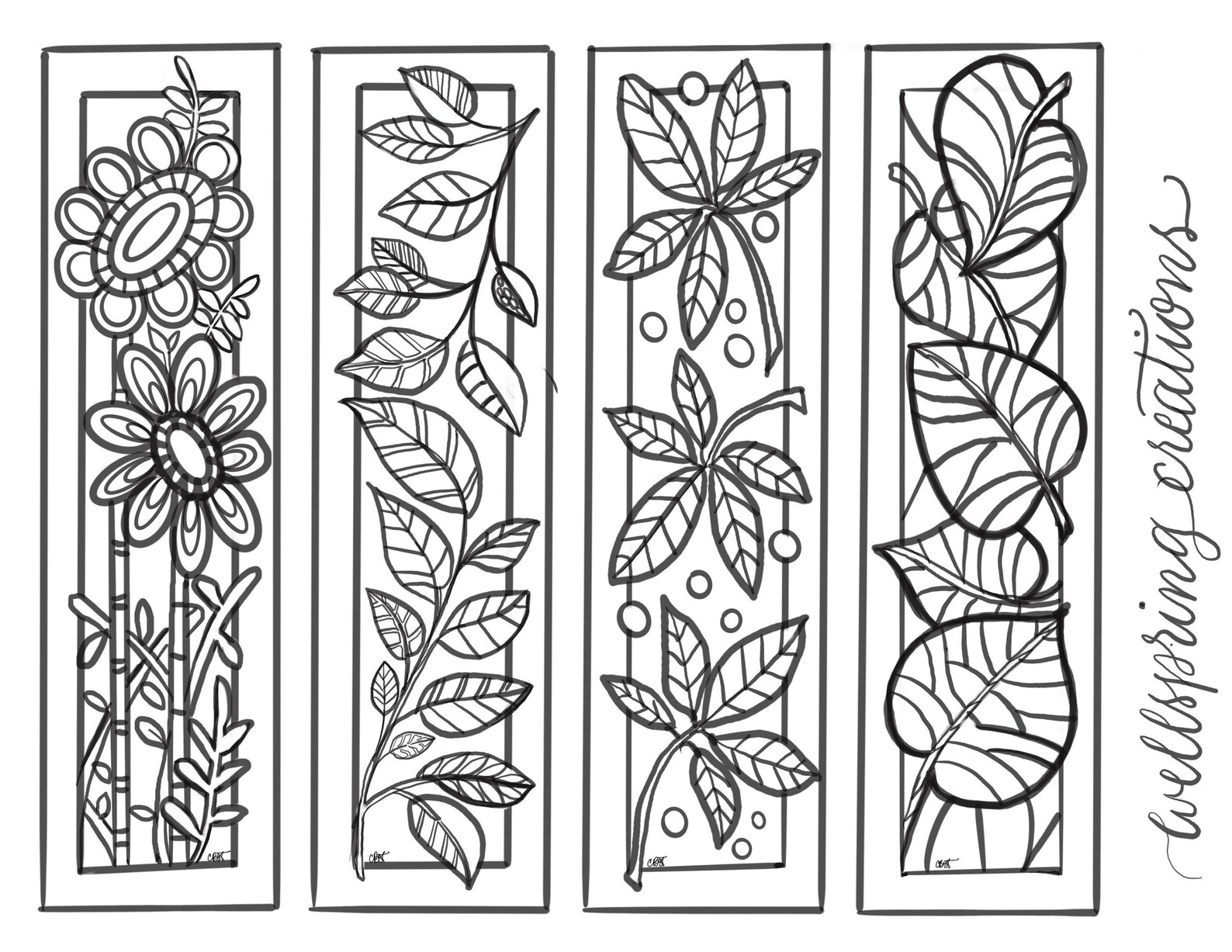 Printable Whimsical Garden Coloring Bookmarks for Adults or Students ...