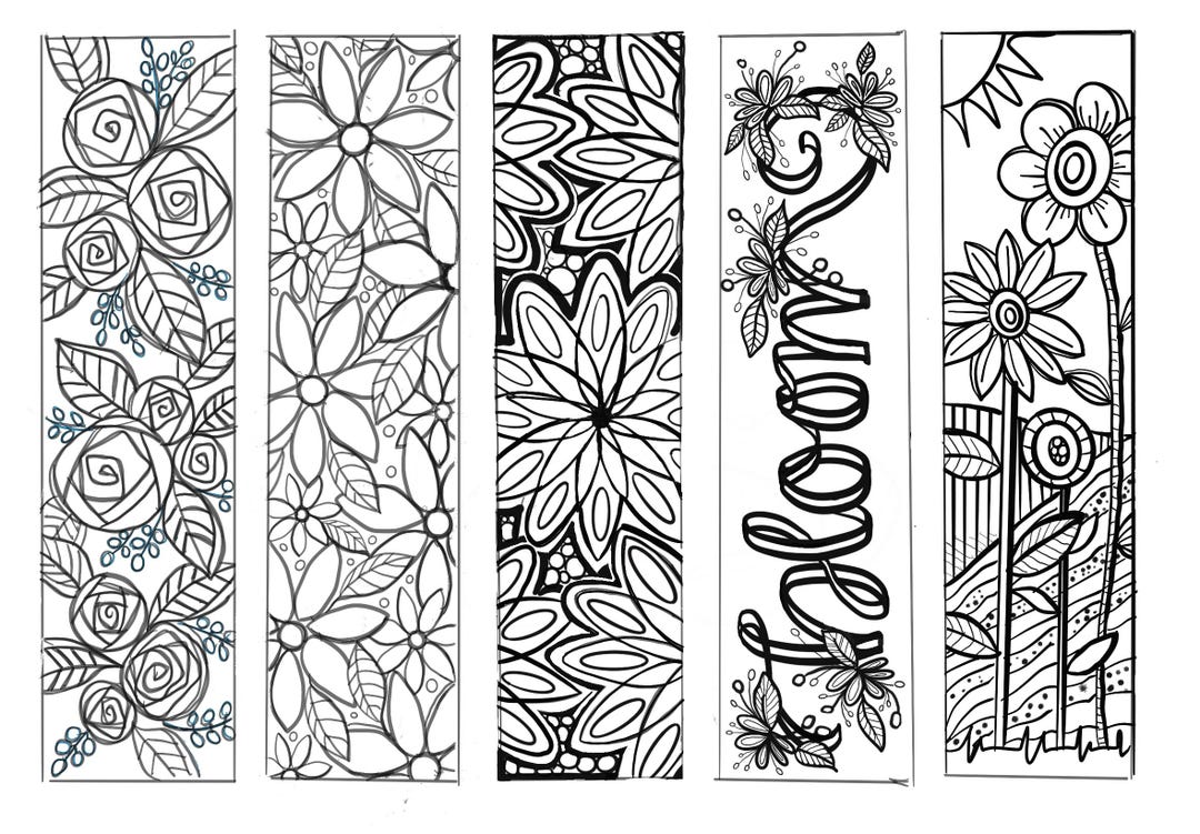 Flower Coloring Bookmarks - Instant Download- Digital Print - Etsy