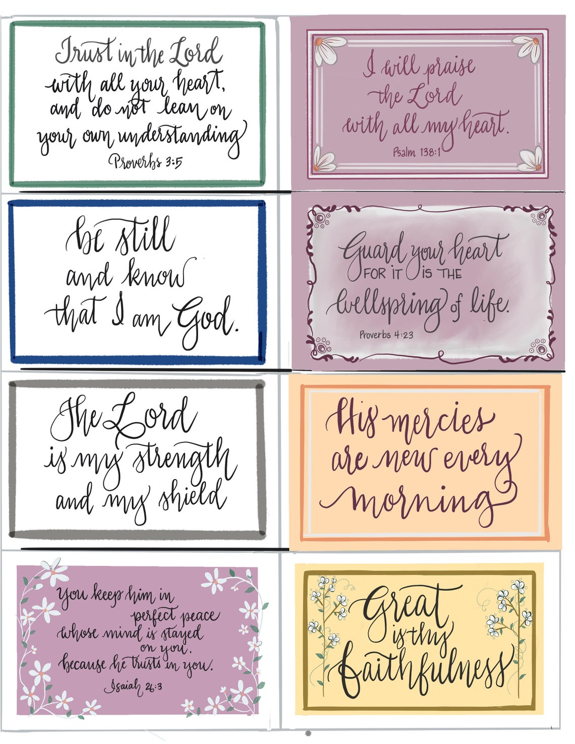 Printable Scripture Card Set Bible Verse Cards Bible Study Etsy