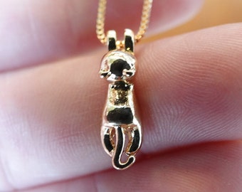 Kitten Necklace, kitty Hanging by paws Necklace, Kitten Charm - Cat Lover Gift - Free Gift Pouch FAST SHIPPING from Oregon USA