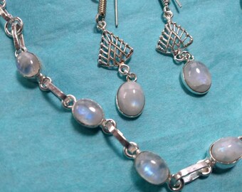Rainbow Moonstone Bracelet & Earrings Set, FREE Gift Wrapping,  GIFT pouch Included, Fast Shipping From Oregon