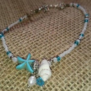 Turquoise Starfish Anklet, Aloha anklet, Beach Wear Anklet, Beach Jewelry, Summer Anklet, Friendship Anklets, image 1