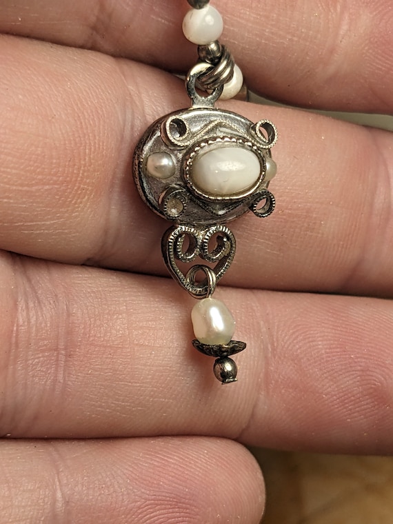 Antique pearl and silver necklace