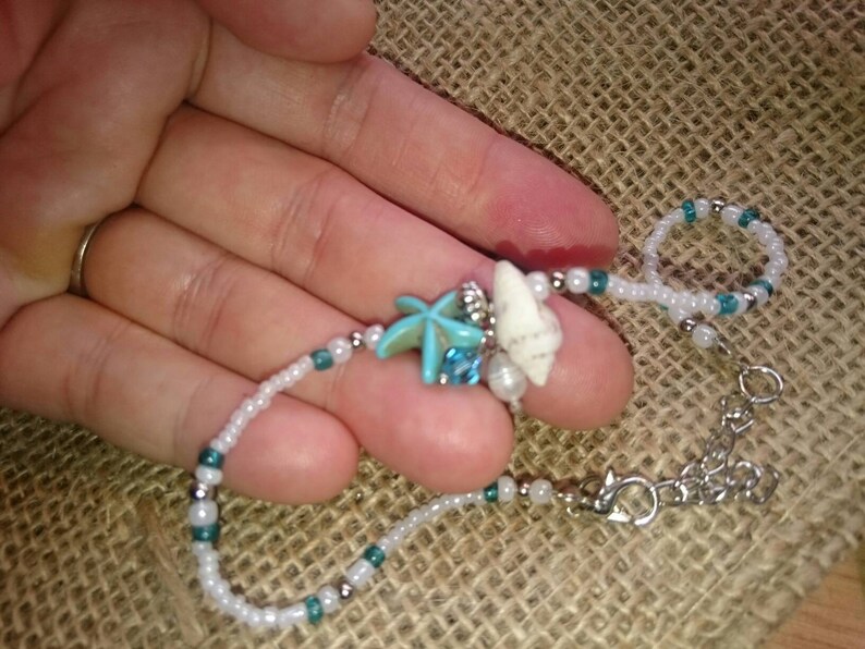 Turquoise Starfish Anklet, Aloha anklet, Beach Wear Anklet, Beach Jewelry, Summer Anklet, Friendship Anklets, image 4