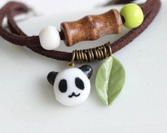 Panda Bear Charm Bracelet, Ceramic Charm, Panda Bear Jewelry, Gift for girl, Australia gift,  Pottery • gift • girls