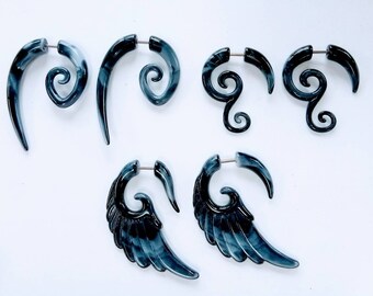 Beautiful Gothic Gage-Look Earrings, Surgical Steel,  FREE Gift Pouch Included, Fast Shipping From Oregon
