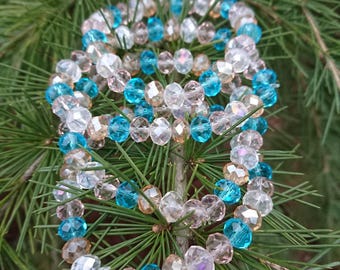 Turquoise Blue and Clear Crystal BRACELETS in pretty FREE gift pouch