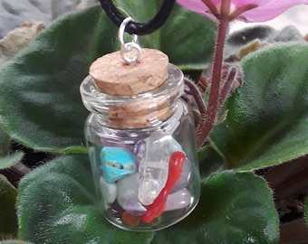 Crystal Healing Bottle, natural crystal healing,  energy gems, spell bottle