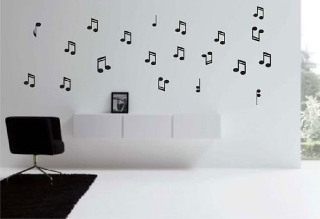 Music Notes Vinyl Wall Decal White Etsy