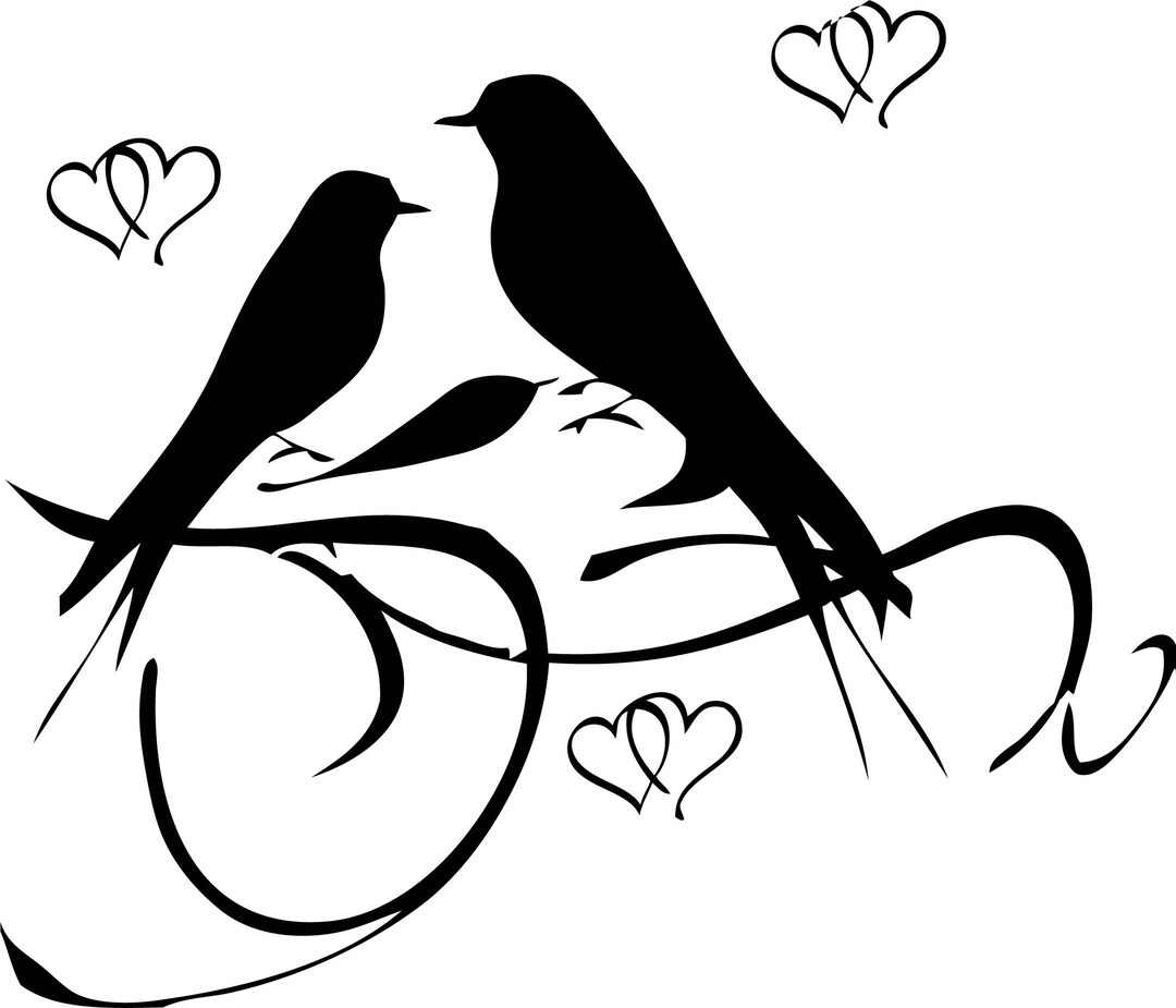 Two Love Birds With Hearts L Printable Wall Art - Etsy