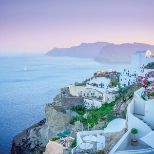 Santorini 40&quot; x 40&quot;  Print On Canvas Painting Wall Art For Wall Décor  (Frameless)