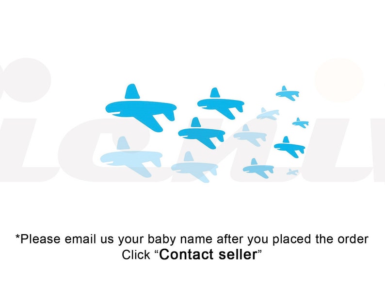 BLUE Airplane Butterfly Dragonfly Font 1 Made-to-Order Baby Girl Boy Name Kid Room Nursery Wall Art d\u00e9cor Decal Sticker