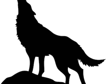 ÉNORME silhouette de loup hurlant Art mural imprimable