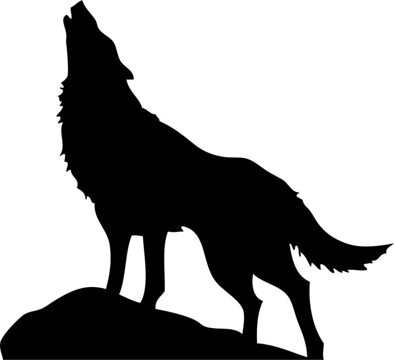 HUGE HOWLING WOLF Silhouette Printable Wall Art - Etsy