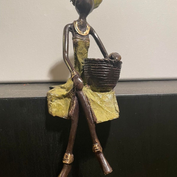 Statuette Africaine Bronze Abstrait décoration de bureau ou de table gravure bronze
