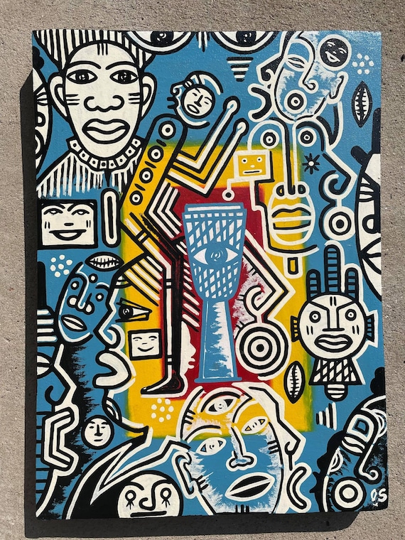 Hand Painted Abstract African Art From Burkina Faso - Etsy