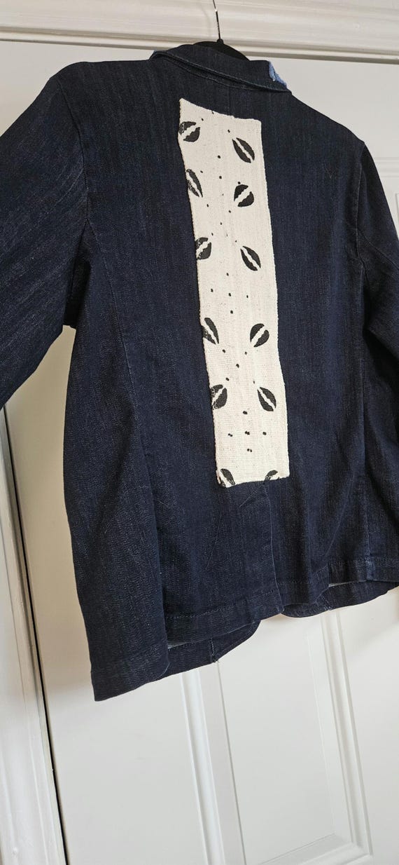 Mudcloth Blue Denim Jacket Upcycled Sz Xlarge - Etsy