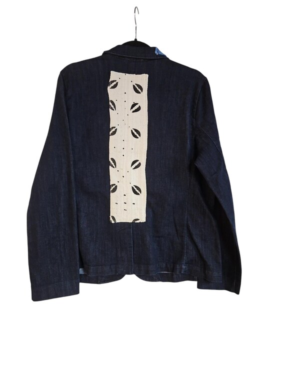 Mudcloth Blue Denim Jacket Upcycled Sz Xlarge - Etsy