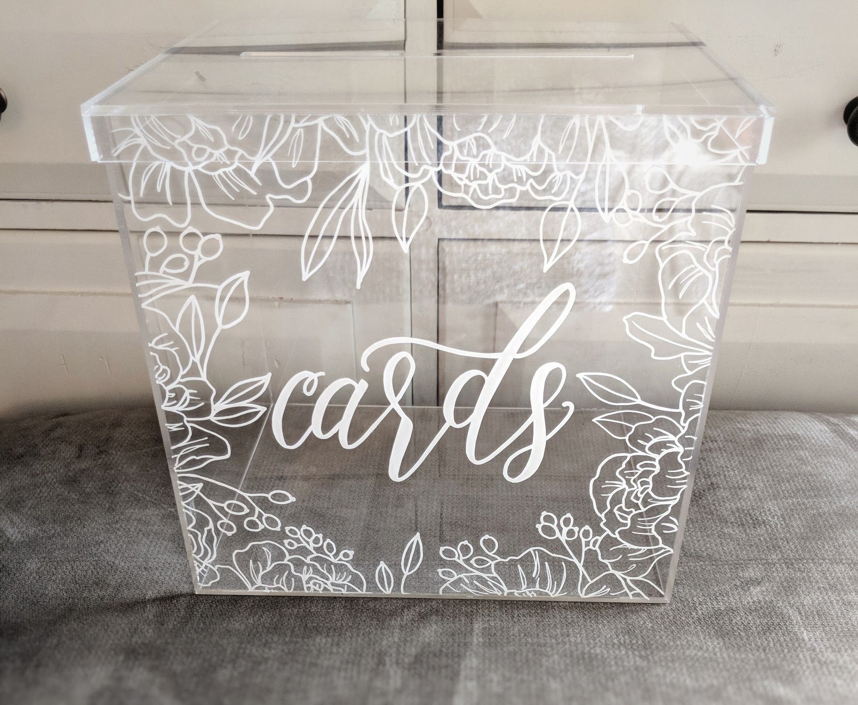 Acrylic Card Box Clear Card Box Lucite Card Box Clear Etsy