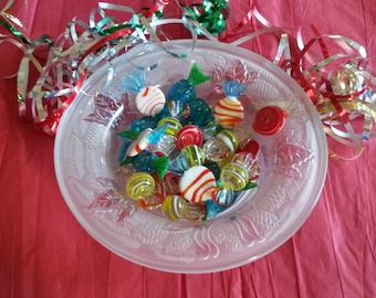 Vintage Frosted Crystal “Season’s Greetings” Plate by Celebrations