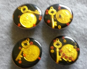 Vintage 1970’s Metal with Resin Inlay Buttons