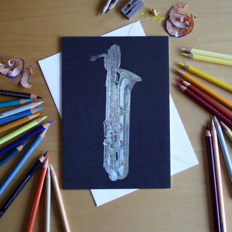 Yamaha YBS62 Baritone Saxophone Coloured Pencil Drawing Etsy
