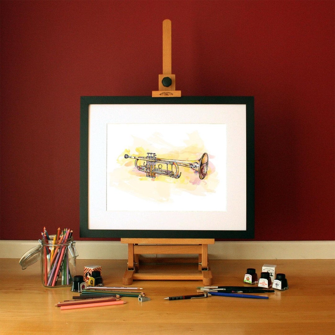 Trumpet Ink Box Trumpet Pen and Ink Drawing Art Print - Etsy