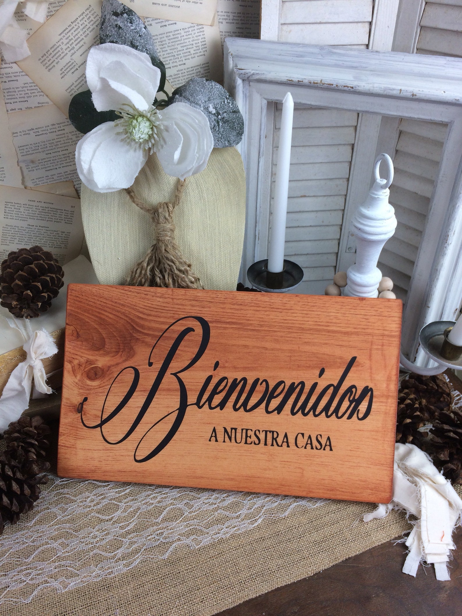 Bienvenidos spanish sign to our house wood Etsy