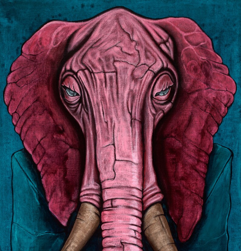 Pink Elephant Martini Delirium Tremens Giclée Print on Etsy