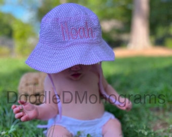 Monogram Seersucker Bucket Hats / Toddler Bucket Hats / Monogrammed Toddler SunHat