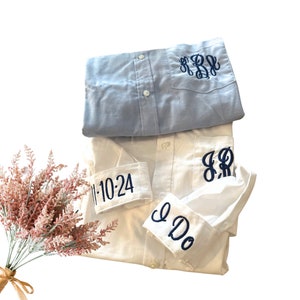Monogrammed Oxford Shirt/ Bridal Party Shirt/ Wedding Photo Shirt/ Bridesmaid Shirt/ Monogram Oxford/ Getting Ready Shirt