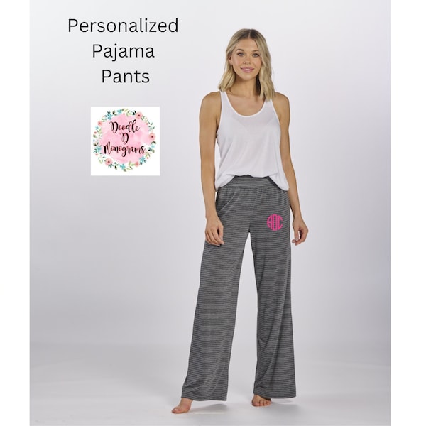 Monogrammed Pajama Pants / Personalized Pajama Pants / Monogrammed Lounge Pants / Bridesmaid Gift / Loungewear