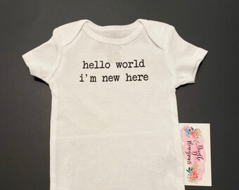 Hello World I'm New Baby One Piece, Baby Outfit, Cute Baby One-Piece, Baby One Piece Outfit