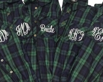 monogrammed flannel shirts for bridesmaids