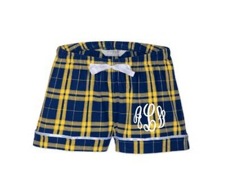 Personalized Flannel boxers / Monogrammed Boxer shorts / Plaid Boxer Shorts / Ladies Pajama boxer
